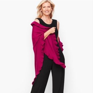 100% cashmere ruffle trimmed wrap, Talbots